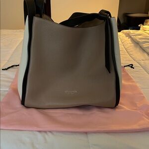 kate spade Taupe, Cream & Black Colorblock Pebbled Leather Shoulder Bag